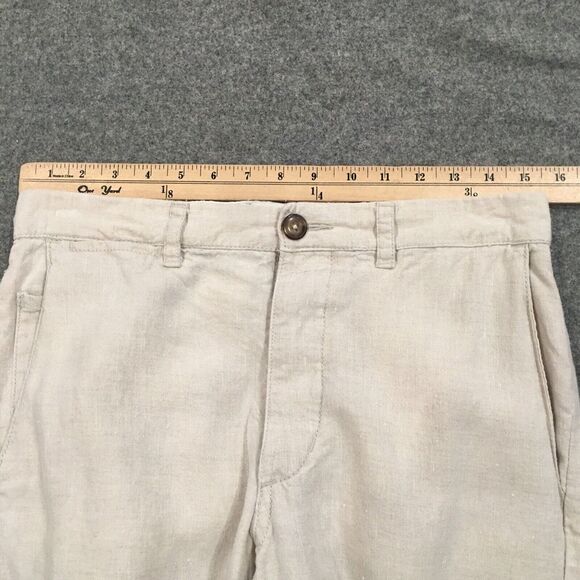 Old Navy Men 30x30 Pants Cream Chino Tapere Button Fly 100% Linen Coastal Preppy - Picture 13 of 16